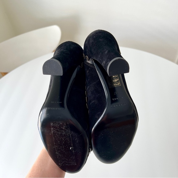 Burberry Black Suede Heels with Leather Trim and Grommets - Picture 11 of 12